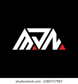 MJN triangle letter logo design with triangle shape. MJN triangle logo design monogram. MJN triangle vector logo template with red color. MJN triangular logo Simple, Elegant, and Luxurious design.