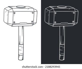 Mjolnir Superhero Hammer Vector Line Art Stock Vector (Royalty Free ...