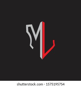 MK Abstract logo monogram with shield elements isolated on black background