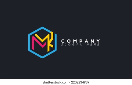 Letras alfabéticas MK Iniciales Logotipo Monograma KM, M y K