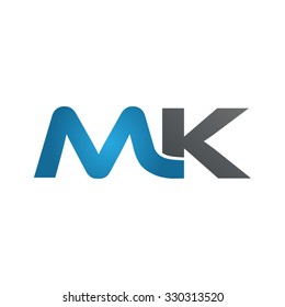 MK company linked letter logo blue