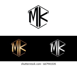 MK hexagon shape initial letter logo

