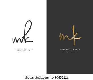 MK Initial handwriting or handwritten logo for identity. Logo with hand drawn style.