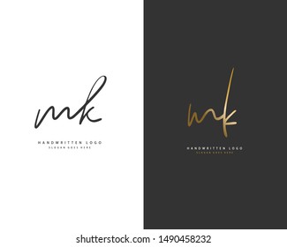 MK Initial handwriting or handwritten logo for identity. Logo with hand drawn style.