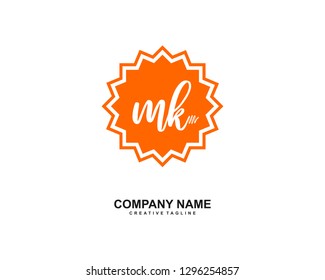 MK Initial Handwriting Logo Template Vector