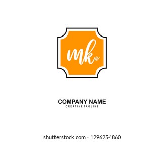 MK Initial Handwriting Logo Template Vector
