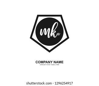 MK Initial Handwriting Logo Template Vector