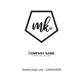 MK Initial Handwriting Logo Template Vector