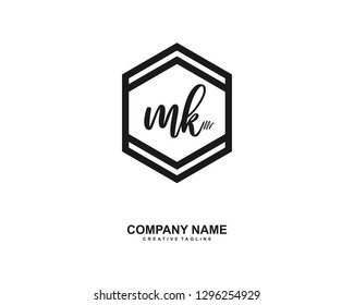 MK Initial Handwriting Logo Template Vector