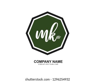 MK Initial Handwriting Logo Template Vector