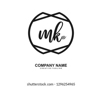 MK Initial Handwriting Logo Template Vector