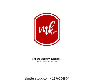 MK Initial Handwriting Logo Template Vector