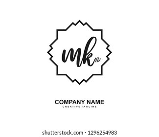 MK Initial Handwriting Logo Template Vector