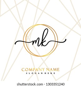 MK Initial Handwriting logo template vector