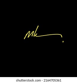 mk initial handwriting logo vector