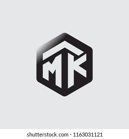MK Initial letter hexagonal logo vector