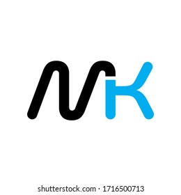MK initial letter logo, black blue color
