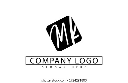  MK initial Letter Logo Design Template Vector in black rounded box