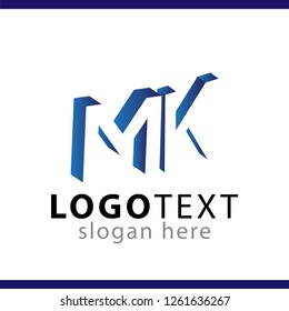 MK initial letter with negative space logo icon vector template