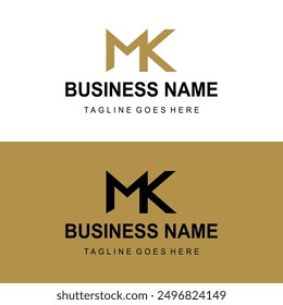MK initial letters looping linked square monogram logo