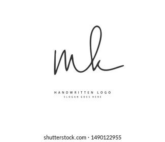 MK Initial logo with handwriting or handwritten style for identity. Logo with hand drawn style.