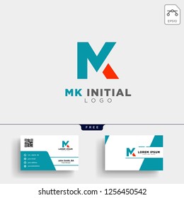 MK INITIAL LOGO TEMPLATE VECTOR ILLUSTRATION AND YOU GET BUSINESS CARD