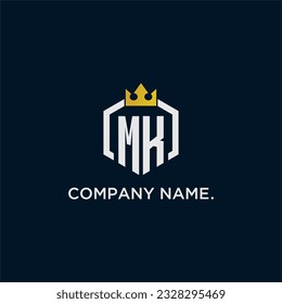 MK initial monogram logo design for hexagon style  crown elegant image