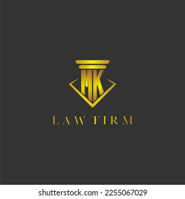 Logotipo de monograma inicial MK para la firma de abogados con diseño de polígono creativo