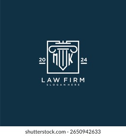 MK initial monogram logo for lawfirm with pillar design in creative square