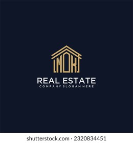 MK initial monogram logo for real estate design
