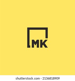 MK initial monogram logo with square style design