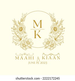 Letter mm wedding monogram logo design Royalty Free Vector
