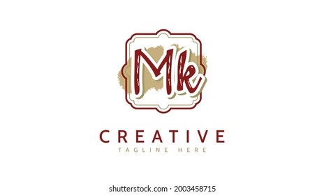 MK Initials, handwriting logo vector