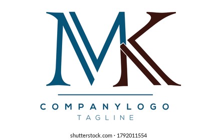 Mk Initials Monogram Letter Text Alphabet Stock Vector (Royalty Free ...