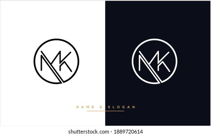 Monograma del logotipo de las letras abstractas MK ,KM