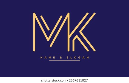 MK, KM Letras Abstractas Logo Monograma