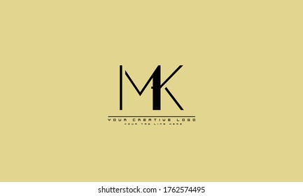 MK KM abstract vector logo monogram template