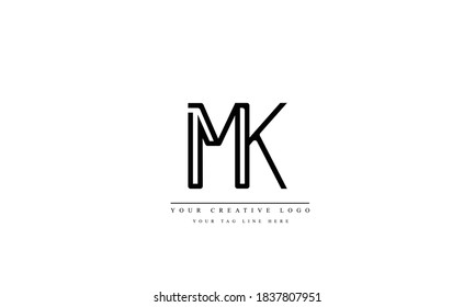 MK KM abstract vector logo monogram template