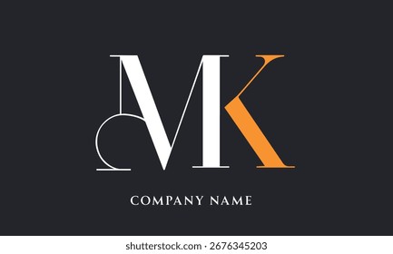 Logo de letras de alfabetos MK, KM Monograma (5000x3000 píxeles, 300dpi)