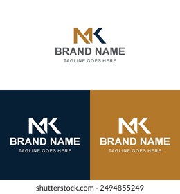 MK and KM K or M Initial Letter Vector Logo Design For Brand