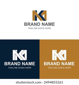 MK and KM K or M Initial Letter Vector Logo Design For Brand
