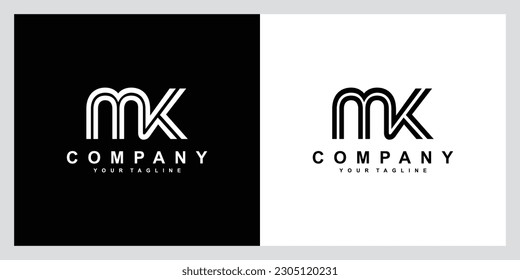 MK or KM letter logo design template vector
