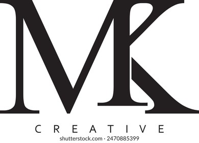 MK or KM letter modern logo design