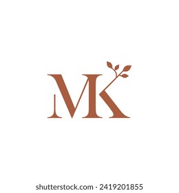 mk leaf logo, leaf, wordmark, logo icon design template elements, Brand, branding, company, corporate, identity, logotype. Clean and modern style design