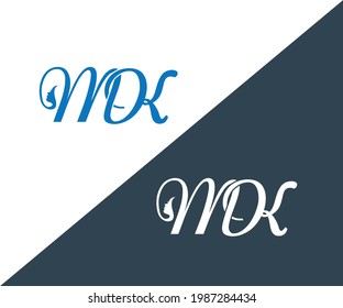 MK letter beauty face hair salon logo linked monogram 