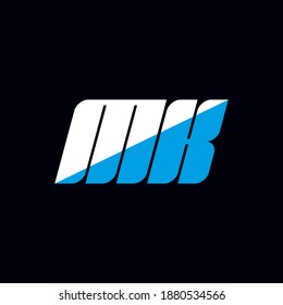 MK letter logo design on black background. MK creative initials letter logo concept. MK icon design. MK white and blue letter icon design on black background. M K