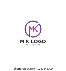 MK Letter Logo Design Template, Vector Logo