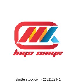 Logo de la letra MK. La tipografía MK de las iniciales instala color blanco para que coincida con tu marca o logotipo comercial y otros