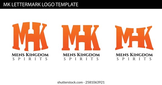 MK letter mark template with wine bottle shape