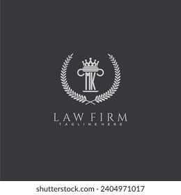 MK letter monogram logo for lawfirm with pillar  crown image design